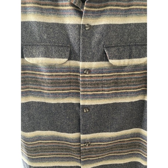 Pendleton Wool Striped Board Shirt Loop Collar Size Medium COLORFUL  EUC - Picture 2 of 6